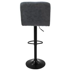 Barhocker 2er Set Anthrazit Kunstlederbezug mit Rückenlehne und Fußstütze höhenverstellbar 63-83cm ML-Design