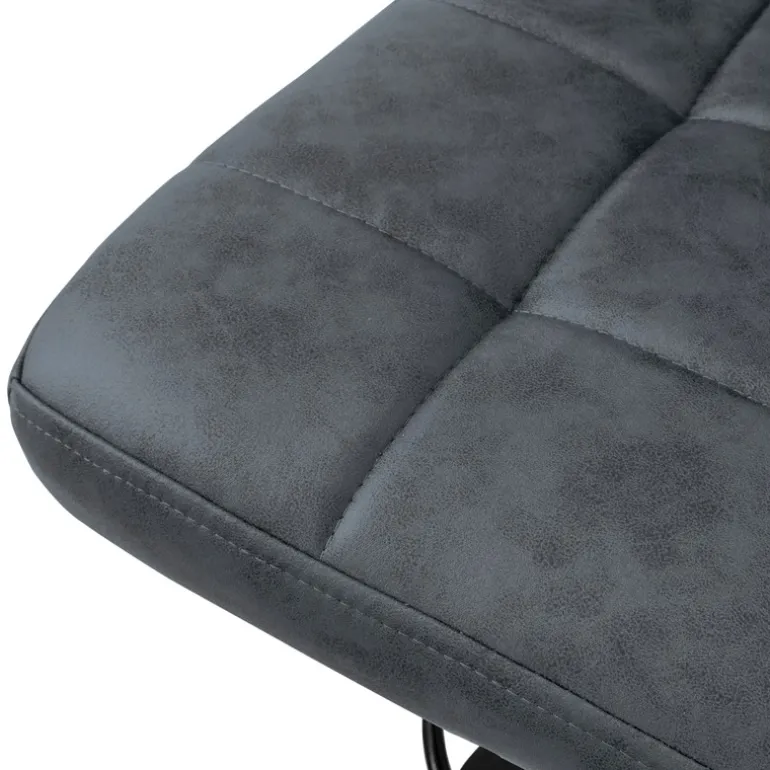 Barhocker 2er Set Anthrazit Kunstlederbezug mit Rückenlehne und Fußstütze höhenverstellbar 63-83cm ML-Design
