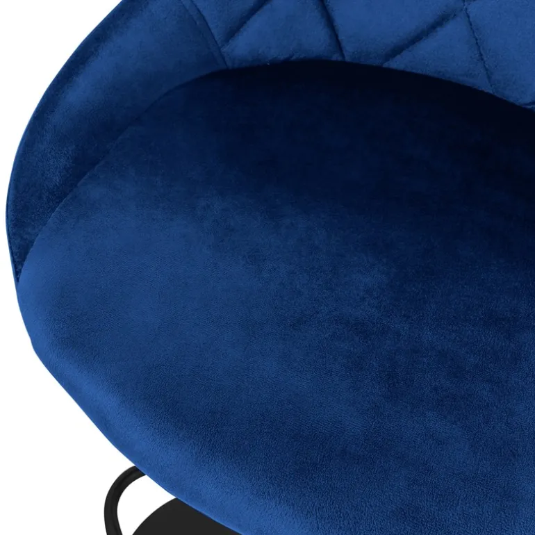 Barhocker 2er Set Blau Samtbezug mit Rückenlehne und Fußstütze höhenverstellbar 62-82cm ML-Design