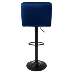 Barhocker 2er Set Blau Samtbezug mit Rückenlehne und Fußstütze höhenverstellbar 63-83cm ML-Design