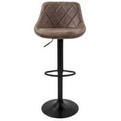 Barhocker 2er Set Braun Kunstlederbezug mit Rückenlehne und Fußstütze höhenverstellbar 62-82 cm ML-Design