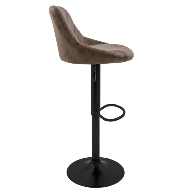 Barhocker 2er Set Braun Kunstlederbezug mit Rückenlehne und Fußstütze höhenverstellbar 62-82 cm ML-Design