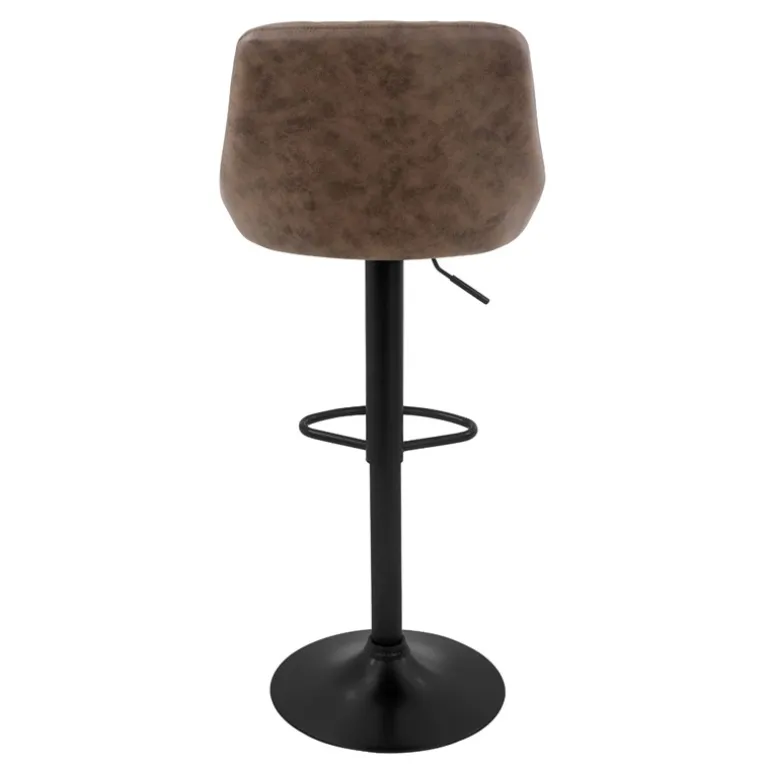 Barhocker 2er Set Braun Kunstlederbezug mit Rückenlehne und Fußstütze höhenverstellbar 62-82 cm ML-Design