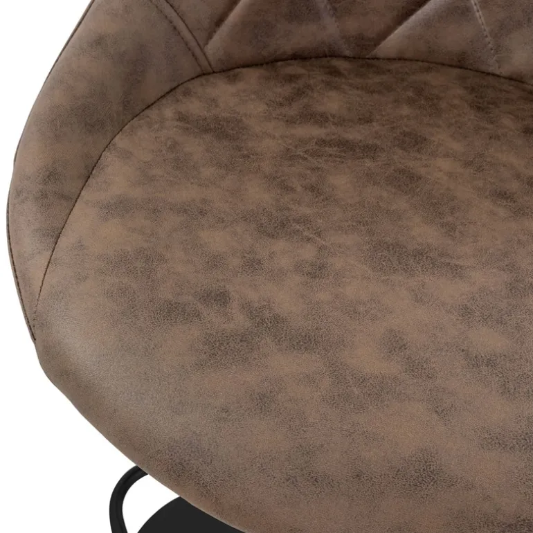Barhocker 2er Set Braun Kunstlederbezug mit Rückenlehne und Fußstütze höhenverstellbar 62-82 cm ML-Design