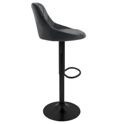 Barhocker 2er Set Grau Samtbezug mit Rückenlehne und Fußstütze höhenverstellbar 62-82cm ML-Design
