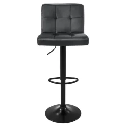 Barhocker 4er Set Grau Samtbezug mit Rückenlehne und Fußstütze höhenverstellbar 63-83cm ML-Design