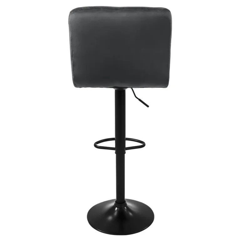 Barhocker 4er Set Grau Samtbezug mit Rückenlehne und Fußstütze höhenverstellbar 63-83cm ML-Design