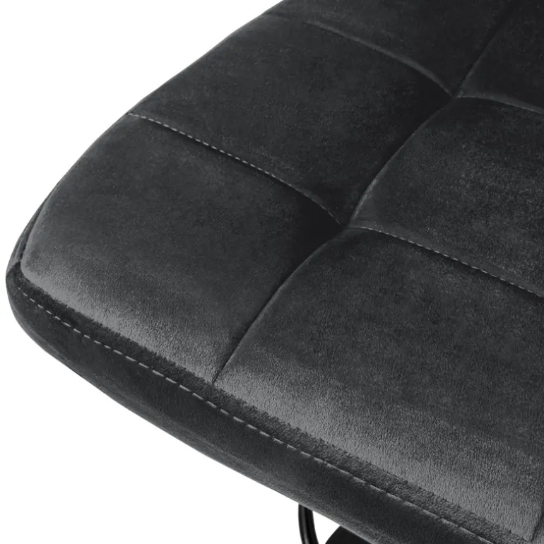 Barhocker 4er Set Grau Samtbezug mit Rückenlehne und Fußstütze höhenverstellbar 63-83cm ML-Design