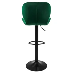 Barhocker 2er Set Grün Samtbezug mit Rückenlehne und Fußstütze höhenverstellbar 59-79cm ML-Design