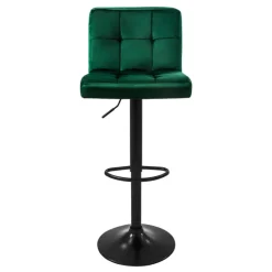 Barhocker 2er Set Grün Samtbezug mit Rückenlehne und Fußstütze höhenverstellbar 63-83cm ML-Design