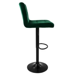 Barhocker 2er Set Grün Samtbezug mit Rückenlehne und Fußstütze höhenverstellbar 63-83cm ML-Design