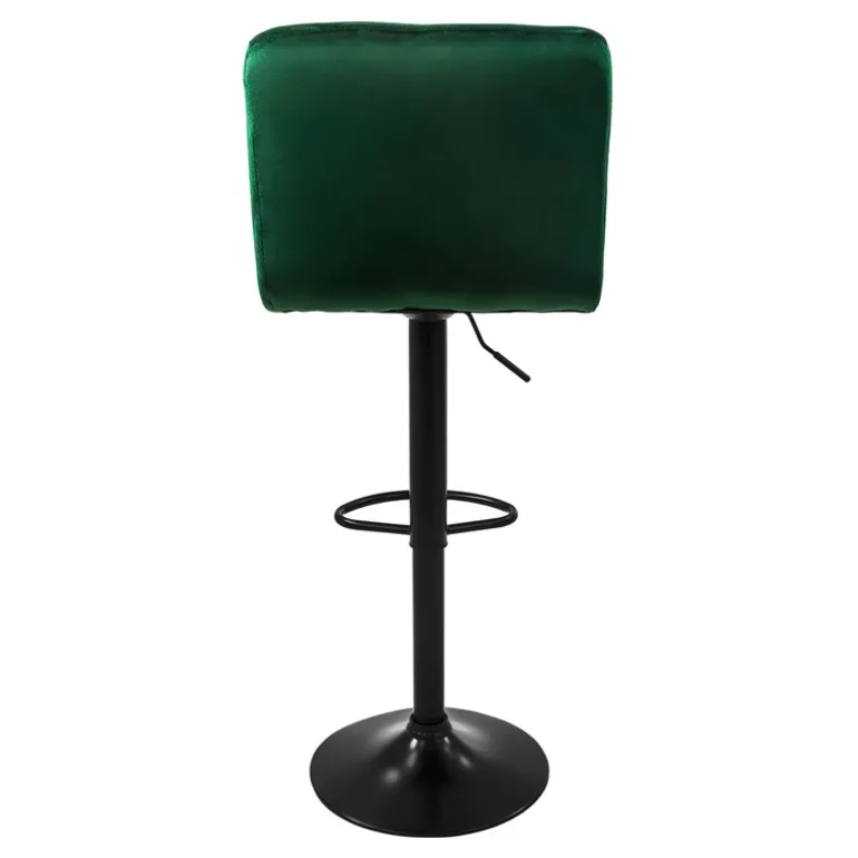 Barhocker 2er Set Grün Samtbezug mit Rückenlehne und Fußstütze höhenverstellbar 63-83cm ML-Design