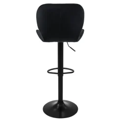 Barhocker 2er Set Schwarz Samtbezug mit Rückenlehne und Fußstütze höhenverstellbar 59-79cm ML-Design
