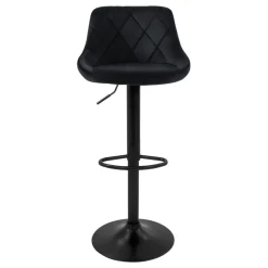 Barhocker 2er Set Schwarz Samtbezug mit Rückenlehne und Fußstütze höhenverstellbar 62-82cm ML-Design