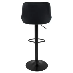 Barhocker 2er Set Schwarz Samtbezug mit Rückenlehne und Fußstütze höhenverstellbar 62-82cm ML-Design