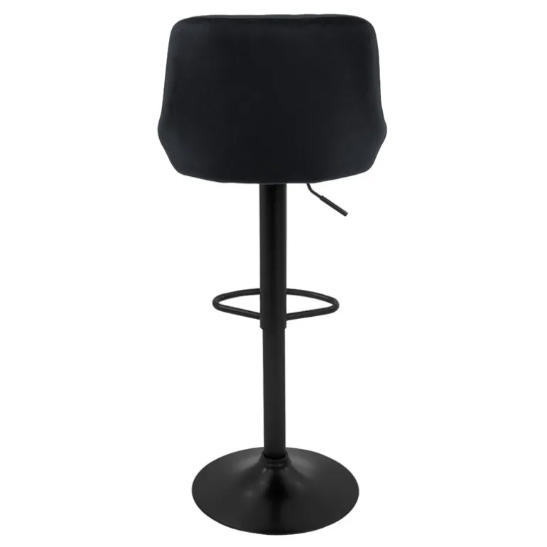 Barhocker 2er Set Schwarz Samtbezug mit Rückenlehne und Fußstütze höhenverstellbar 62-82cm ML-Design
