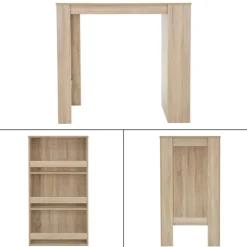 Bartisch mit 3-stufigem Regal 117x106x57 cm Sonoma-Eiche aus Holz ML-Design