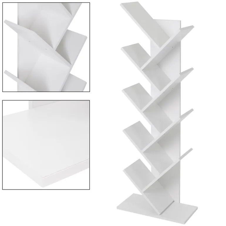 Bücherregal 50x25x140 cm Weiß inkl. 8 Ebenen in Bauform ML-Design
