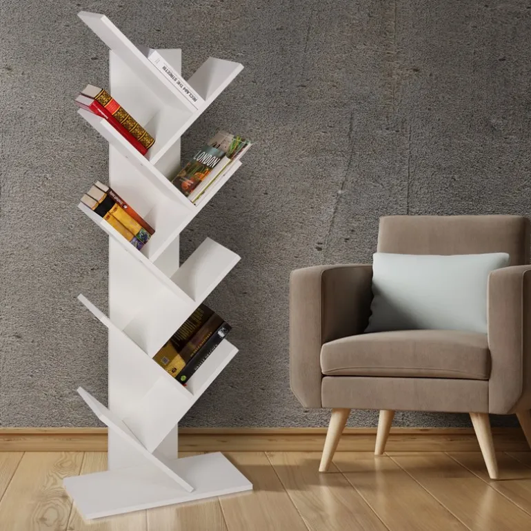 Bücherregal 50x25x140 cm Weiß inkl. 8 Ebenen in Bauform ML-Design