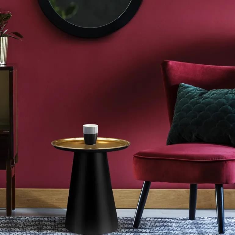 Beistelltisch Ø 50 cm Gold-Schwarz matt aus Metall WOMO-Design