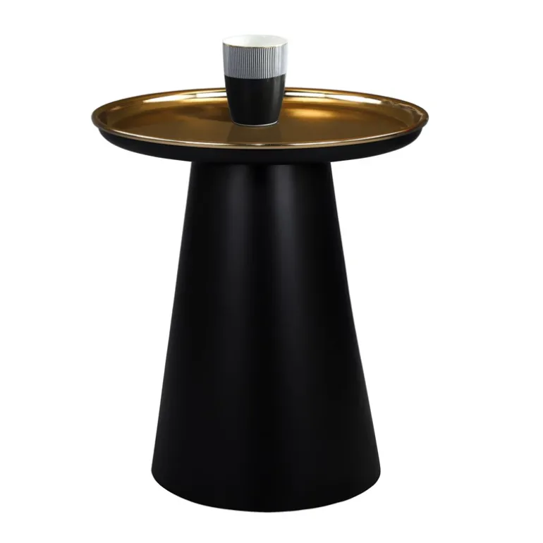 Beistelltisch Ø 50 cm Gold-Schwarz matt aus Metall WOMO-Design