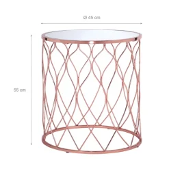 Beistelltisch 2er Set Ø 40x45 / 45x55 cm Kupfer aus Metall und Spiegelglas WOMO-Design