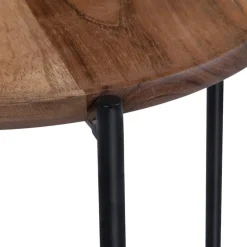 Beistelltisch 2er Set Ø 40x55 / 35x50 cm Natur aus Mangoholz und Eisen WOMO-Design