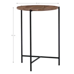 Beistelltisch 2er Set Ø 40x55 / 35x50 cm Natur aus Mangoholz und Eisen WOMO-Design