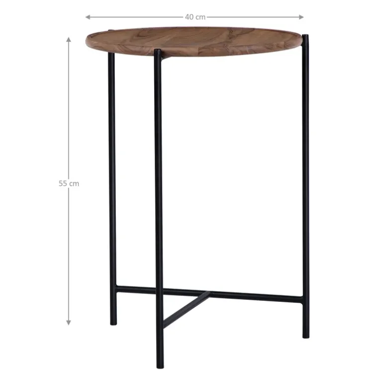 Beistelltisch 2er Set Ø 40x55 / 35x50 cm Natur aus Mangoholz und Eisen WOMO-Design