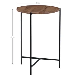 Beistelltisch 2er Set Ø 40x55 / 35x50 cm Natur aus Mangoholz und Eisen WOMO-Design