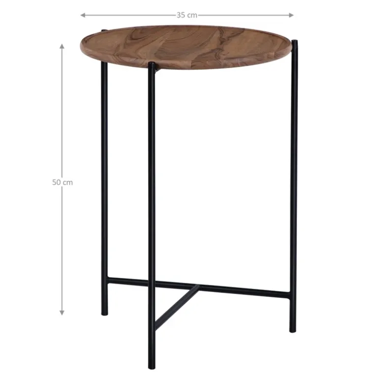 Beistelltisch 2er Set Ø 40x55 / 35x50 cm Natur aus Mangoholz und Eisen WOMO-Design