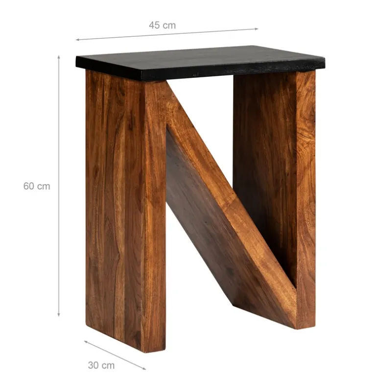 Beistelltisch N-Form 45x30x60 cm Braun aus Akazienholz WOMO-Design