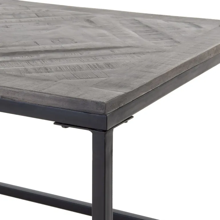 Beistelltisch 60x60 cm Grau, Unikat, handgefertigt aus Mangoholz WOMO-Design