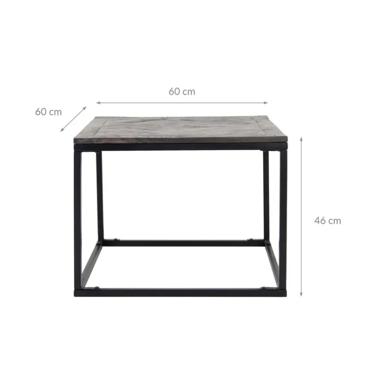 Beistelltisch 60x60 cm Grau, Unikat, handgefertigt aus Mangoholz WOMO-Design