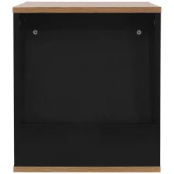 Beistelltisch 40x40 cm mit Zeitschriftenfach Eiche Optik Braun Schwarz mit Stahlgestell Wohnzimmertisch ML-Design
