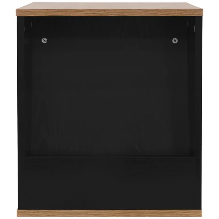 Beistelltisch 40x40 cm mit Zeitschriftenfach Eiche Optik Braun Schwarz mit Stahlgestell Wohnzimmertisch ML-Design