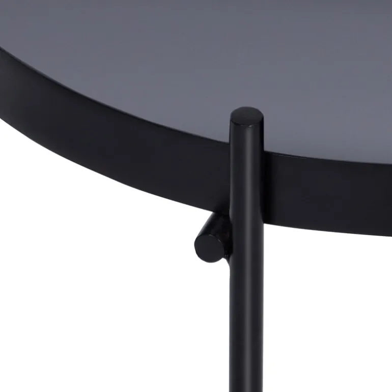 Beistelltisch Ø 43x45 cm Schwarz aus Metall und Glas WOMO-Design