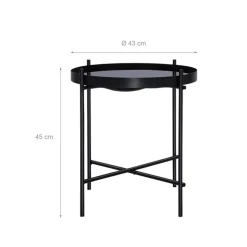 Beistelltisch Ø 43x45 cm Schwarz aus Metall und Glas WOMO-Design