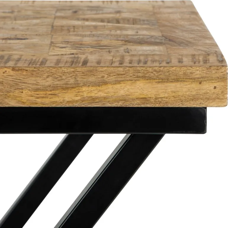 Beistelltisch 48x35x63 cm Schwarz aus Mangoholz und Metall WOMO-Design