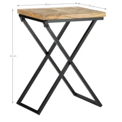 Beistelltisch 48x35x63 cm Schwarz aus Mangoholz und Metall WOMO-Design