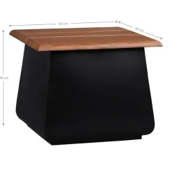 Beistelltisch 50x40x50 cm Schwarz/Natur aus Akazienholz und Metall WOMO-Design