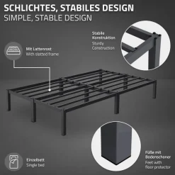 Bettgestell Doppelbett 120x200 cm aus Metall in Anthrazit mit Lattenrost ML-Design