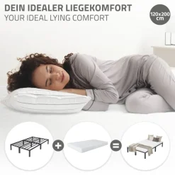 Bettgestell Doppelbett 120x200 cm aus Metall in Anthrazit mit Lattenrost ML-Design