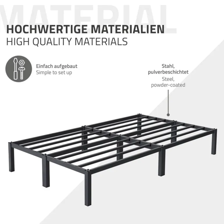 Bettgestell Doppelbett 120x200 cm aus Metall in Anthrazit mit Lattenrost ML-Design