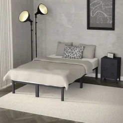 Bettgestell Doppelbett 120x200 cm aus Metall in Anthrazit mit Lattenrost ML-Design