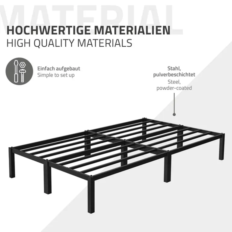 Bettgestell Doppelbett 120x200 cm aus Metall Schwarz mit Lattenrost ML-Design