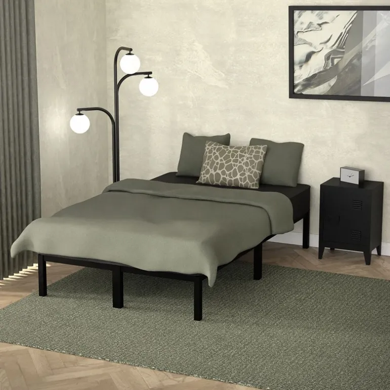 Bettgestell Doppelbett 120x200 cm aus Metall Schwarz mit Lattenrost ML-Design