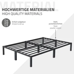 Bettgestell Doppelbett 140x200 cm aus Metall in Anthrazit mit Lattenrost ML-Design