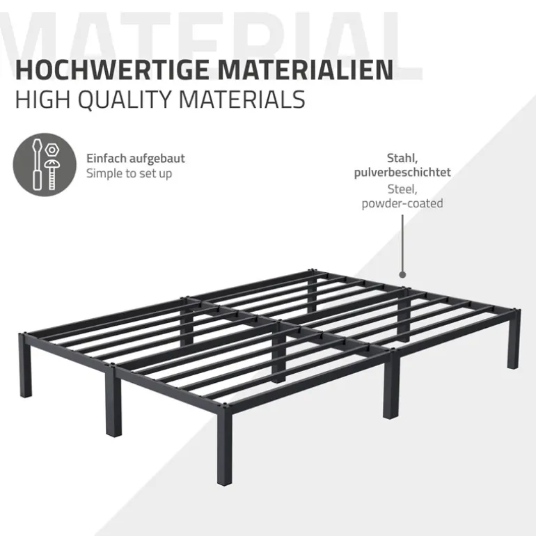 Bettgestell Doppelbett 140x200 cm aus Metall in Anthrazit mit Lattenrost ML-Design