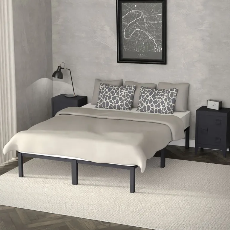 Bettgestell Doppelbett 140x200 cm aus Metall in Anthrazit mit Lattenrost ML-Design